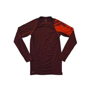 Nike FIT Shirt Mens Large Maroon Orange Compression Long Sleeve Athletic